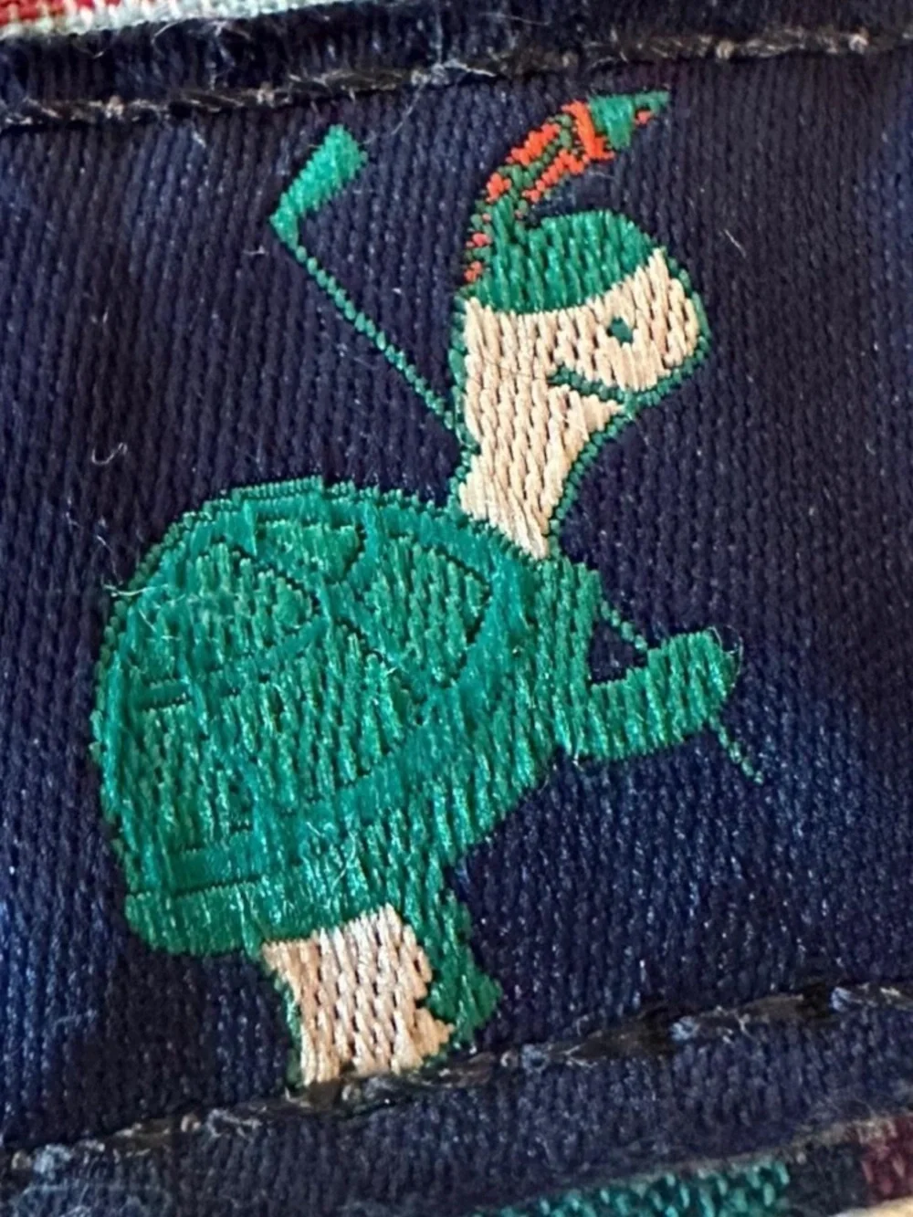Plaid Fabric Golf Belt with Golfing Turtles